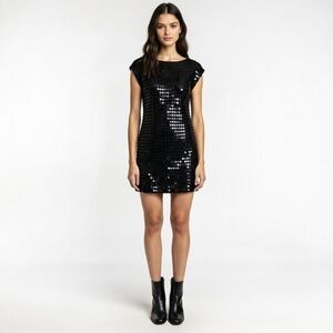 Michael Kors Collection $2495 Cashmere Sequin Boatneck Runway Sweater Mini Dress